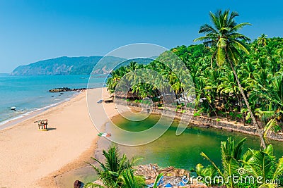 Sandy beach in the beautiful resort location Stock Photo