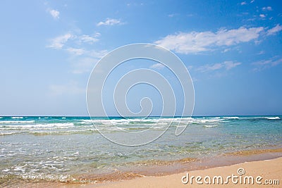 Sand sea beach on sunny day Stock Photo