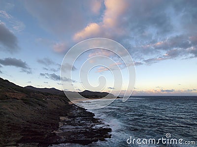 Sandy Beach at Dusk Stock Photo