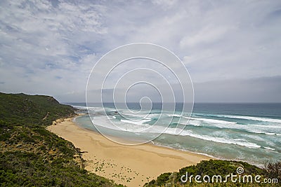 Sandy Beach on the Great Ocean Road, Southern Victoria Stock Photo