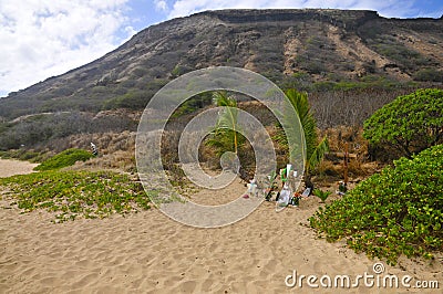 Sandy beach, Oahu Editorial Stock Photo
