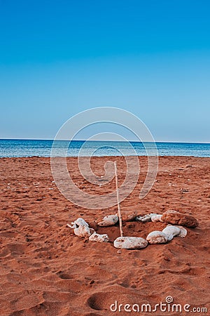 Sandy Beach in Ramla Bay Stock Photo