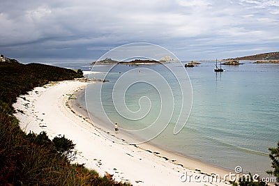 A sandy beach on Tresco in the Scilly islands Stock Photo