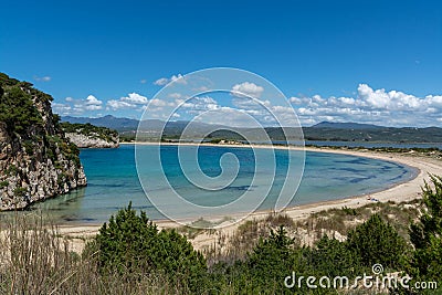 Sandy beaches of Peloponnese, white sand beach Voidokilias near Pylos, Greece Stock Photo