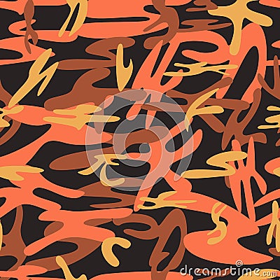 Sandy camouflage with orange spots, seamless vector background Vector Illustration