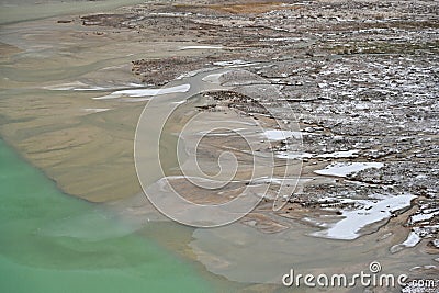 Sandy coast of the mountain Lake Donguzorun Kol Stock Photo