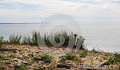 Sandy Island Beach State Park and Nine Mile Nuke Plant Stock Photo