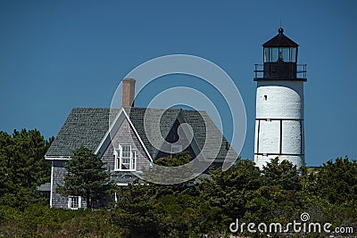 Sandy Neck Lighthouse atlantic ocean cape cod barnstable houses Stock Photo