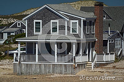 Sandy Neck Lighthouse atlantic ocean cape cod barnstable houses Stock Photo