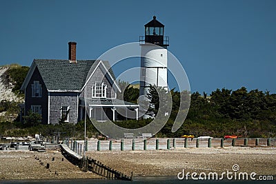 Sandy Neck Lighthouse atlantic ocean cape cod barnstable houses Stock Photo