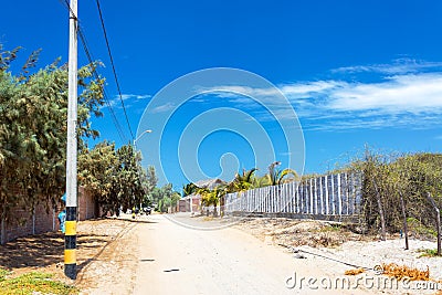 Sandy Road in Mancora, Peru Stock Photo