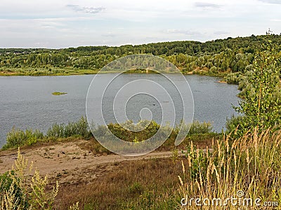 Sandy rural road near the river Stock Photo