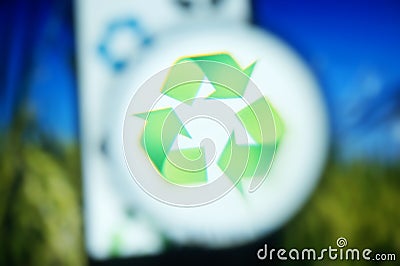 3R Logo under magnifying glass with selective focus Stock Photo