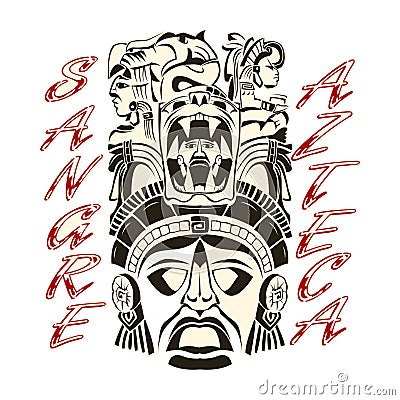 Sangre Azteca, Aztec Blood Spanish text Aztec Pride vector design, Tattoo inspiration Vector Illustration