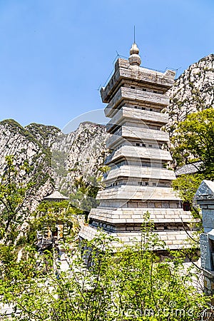 Sanhuang Basilica on the top of Songshan Mountain, Dengfeng, Henan, China. Stock Photo