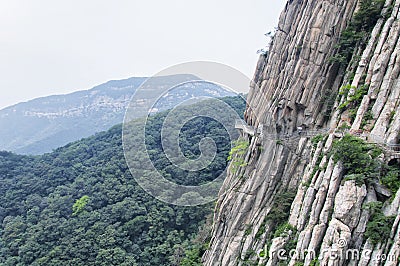 Songshan Mountain Range and sanhuang plank walkway China Stock Photo