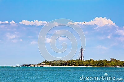 Sanibel Lighthouse and Pier Stock Photo