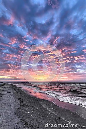 Sanibel Surf Sunrise - Gulf of Mexico Stock Photo