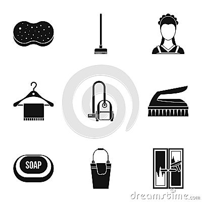 Sanitary day icons set, simple style Vector Illustration