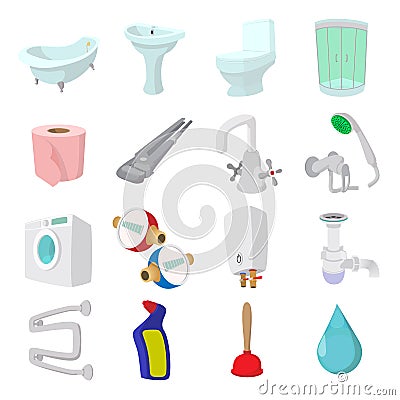 Sanitary engineering cartoon icons Vector Illustration