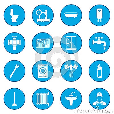 Sanitary engineering icon blue Vector Illustration