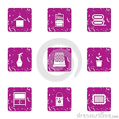 Sanitary facility icons set, grunge style Vector Illustration