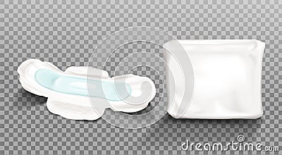 Sanitary napkin and blank plastic package clip art Vector Illustration