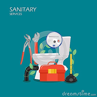 Sanitary services vector flat style design illustration Vector Illustration