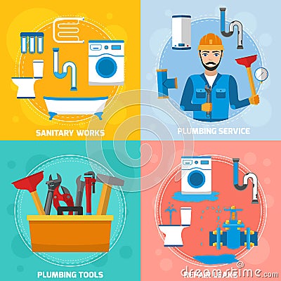 Sanitary Technician Design Concept Vector Illustration