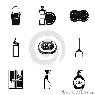 Sanitation icons set, simple style Vector Illustration