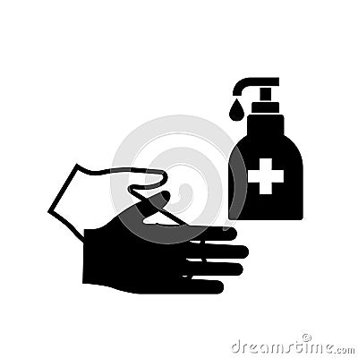 Sanitise Hands Black Icon,Vector Illustration, Isolated On White Background Label. EPS10 Vector Illustration