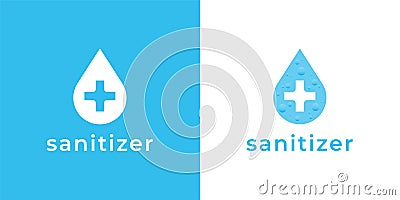 Sanitizer water drop label icon Vector Illustration