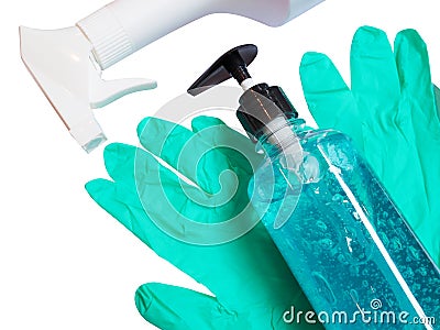 Sanitizing gel bottle alcohol sanitising to cleaning hand protection germs coronavirus or covid-19. Stock Photo