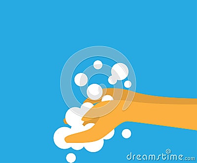 Sanitizing with washing your hands illustration vector design background icon in flat style. Hygiene concept Vector Illustration