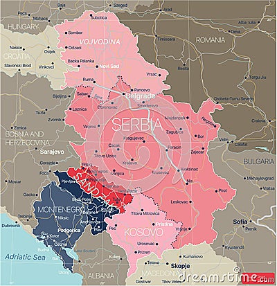 Sanjak region in Serbia and Montenegro Vector Illustration