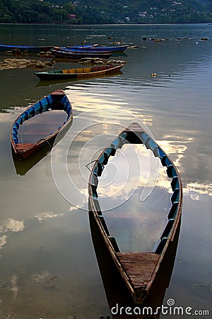 Sank into the evening sunset in pokhara Stock Photo