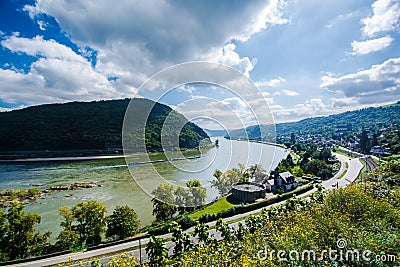 Sankt Goar-Oberwessel by the Rhine River Valley Stock Photo