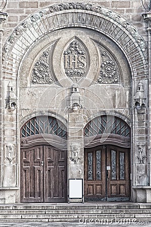 Sankt Johannes Kyrkas Main Entrance Stock Photo