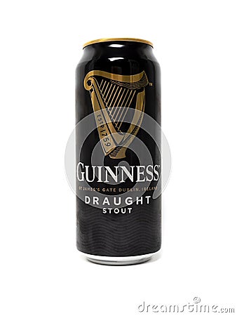 Guinness draught can on white background Editorial Stock Photo