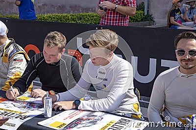 Rally WM in Sankt Wendel in the Saarland, Germany. At the first day the drivers present themselves to audience with autographs Editorial Stock Photo