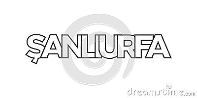 Sanliurfa in the Turkey emblem. The design features a geometric style, vector illustration with bold typography in a modern font. Vector Illustration