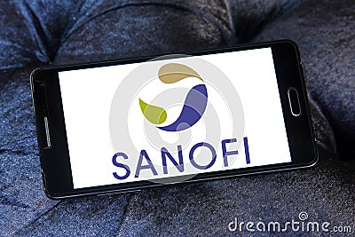 Sanofi pharmaceutical company logo Editorial Stock Photo