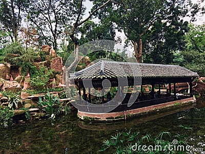 A water pavilion in the Sansu ancestral temple Stock Photo
