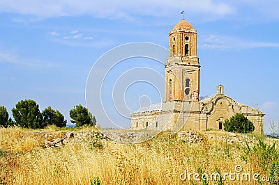 Sant Pere Church in Poble Vell de Corbera d'Ebre in Spain Stock Photo