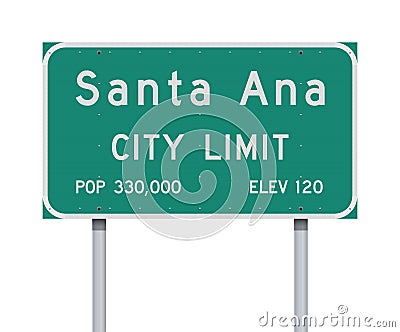 Santa Ana City Limit road sign Cartoon Illustration
