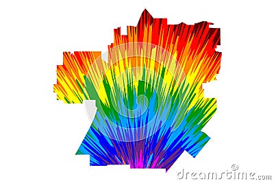 Santa Ana city United States of America, USA, U.S., US, United States cities, usa city- map is designed rainbow abstract Vector Illustration