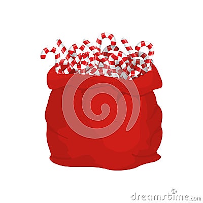 Santa bag of Christmas peppermint lollipop. Christmas sack and m Vector Illustration