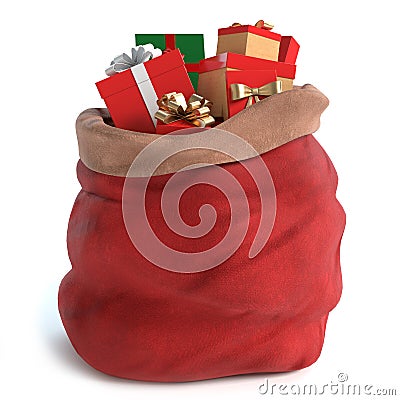 Santa Bag with Gifts Cartoon Illustration