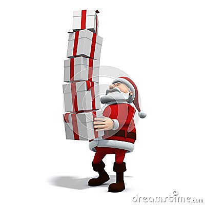 Santa balancing presents Cartoon Illustration