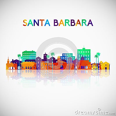 Santa Barbara skyline silhouette in colorful geometric style. Vector Illustration